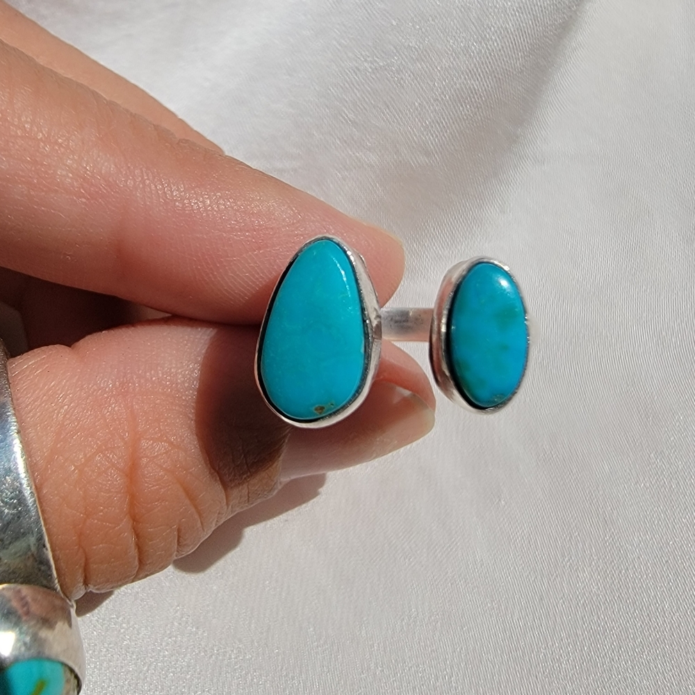 Bright Turquoise Split Ring Sterling